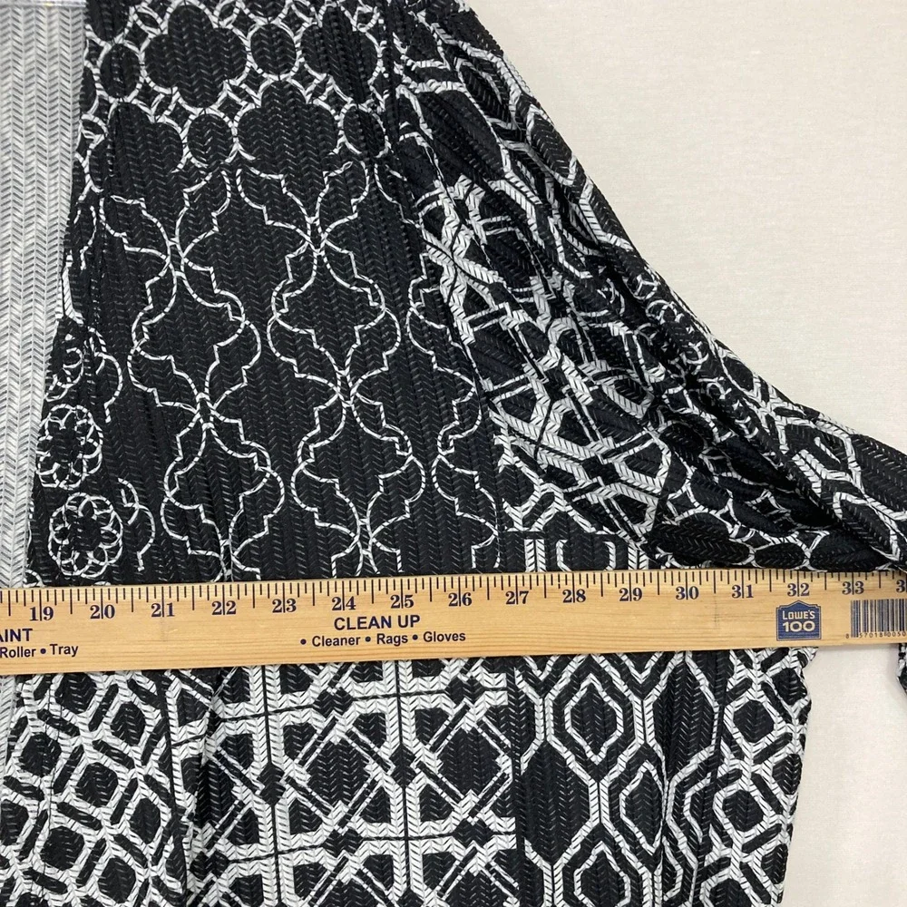 Catherines Open‎ Front Jacket Kimono size 5X Black White Geometric Open Knit